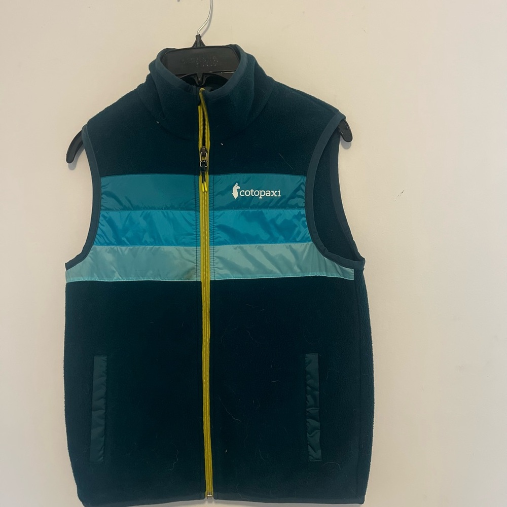 Cotopaxi Navy and Aqua Vest with Yellow Accents